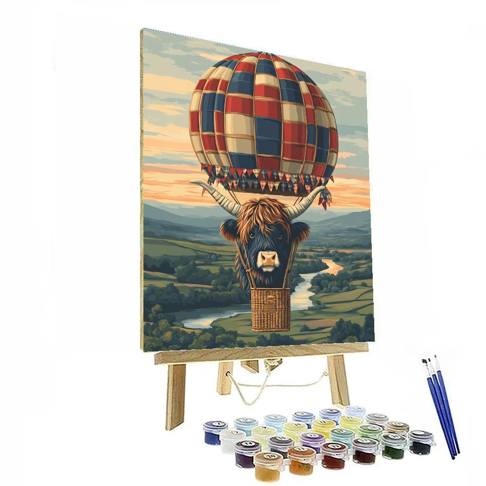 Highland Cow Balloon Festival Drift paint by number