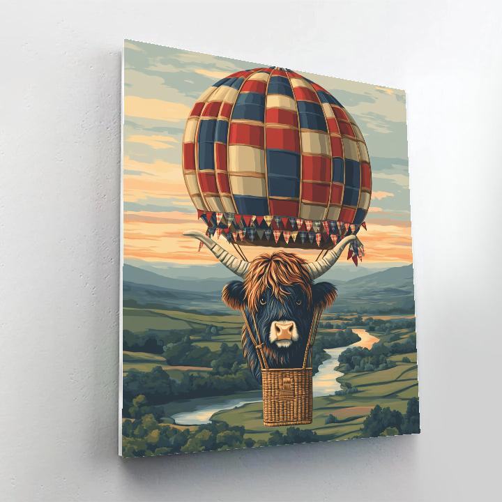 Highland Cow Balloon Festival Drift paint by number