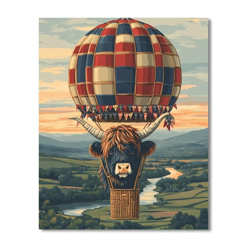 Highland Cow Balloon Festival Drift paint by number
