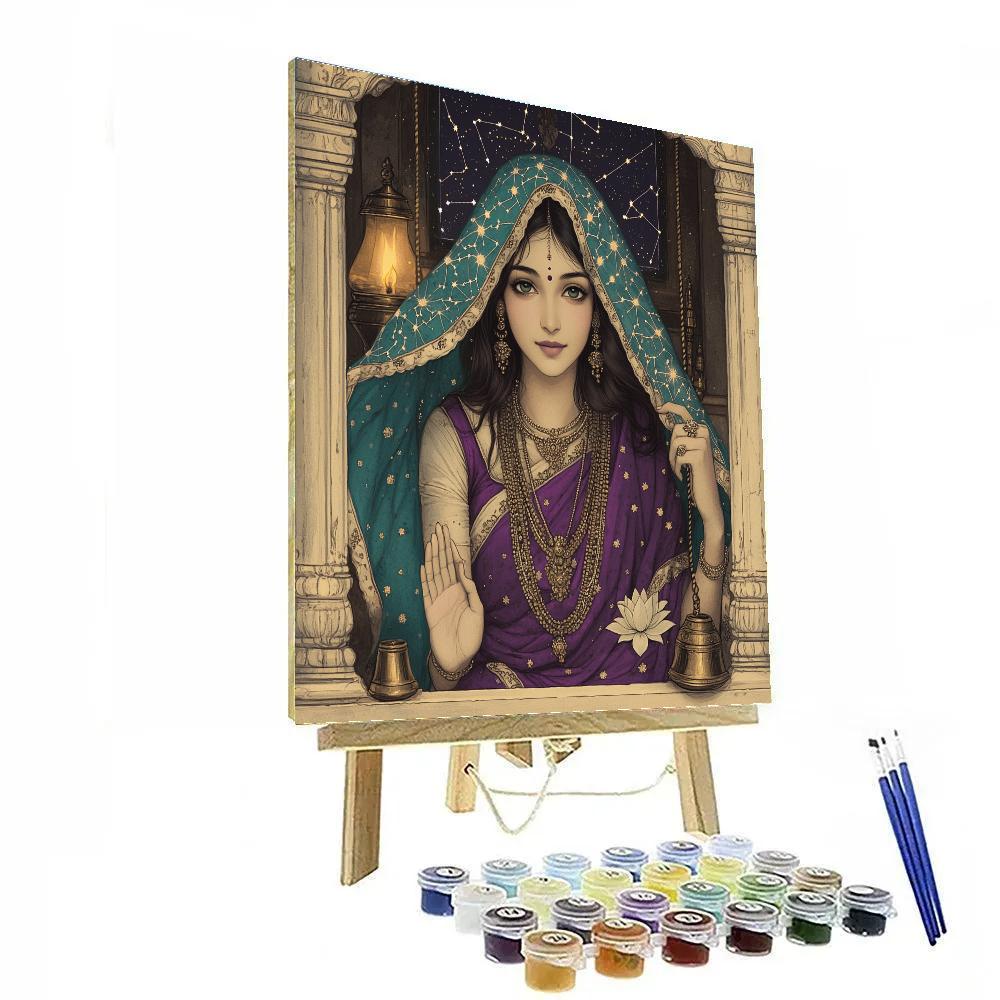 Parvati With Constellation Veil In Quiet Shrine Number painting