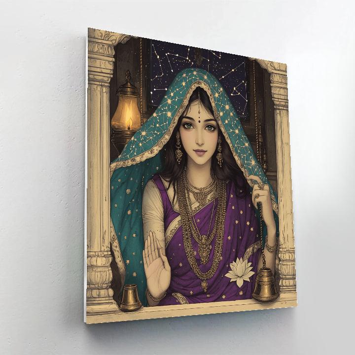 Parvati With Constellation Veil In Quiet Shrine Number painting
