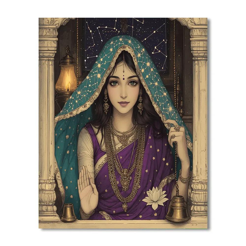 Parvati With Constellation Veil In Quiet Shrine Number painting
