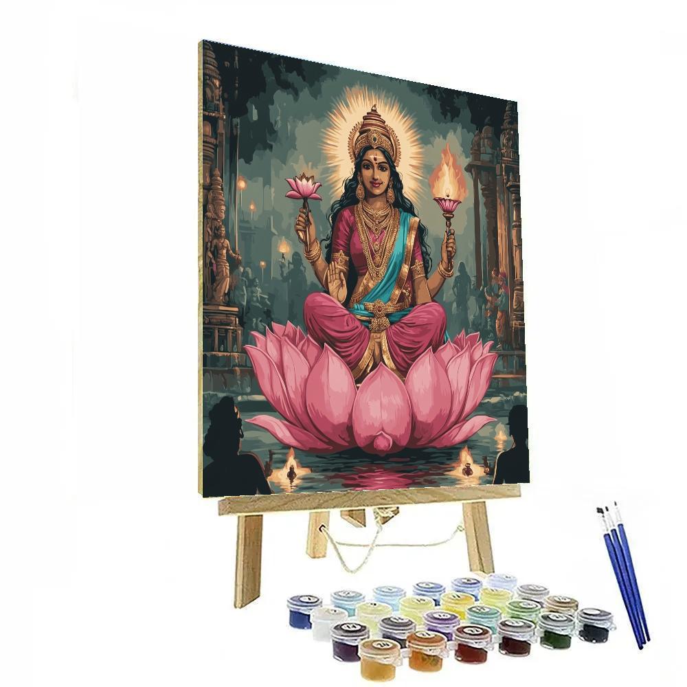 Parvati On The Lotus Throne, Evening Aarti paint by color