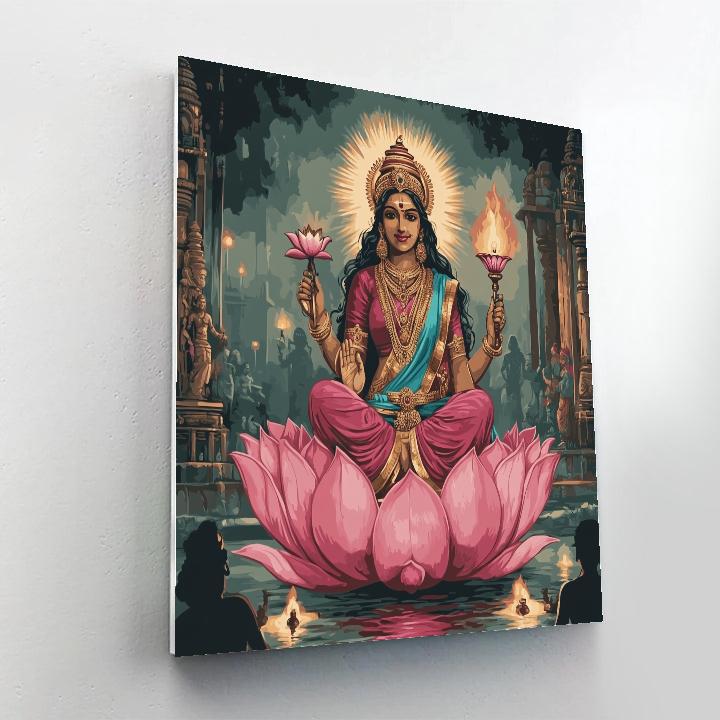 Parvati On The Lotus Throne, Evening Aarti paint by color