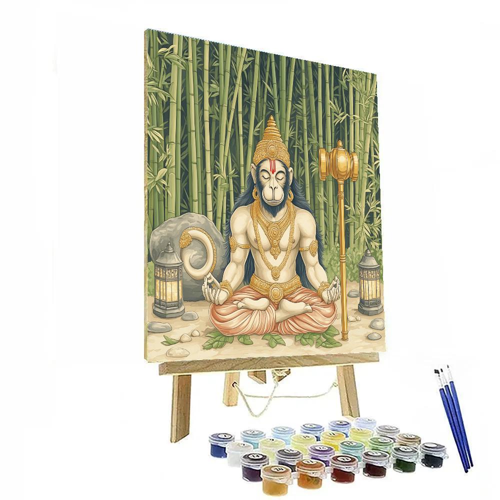 Hanuman Bamboo Forest Meditation Circle paint by color
