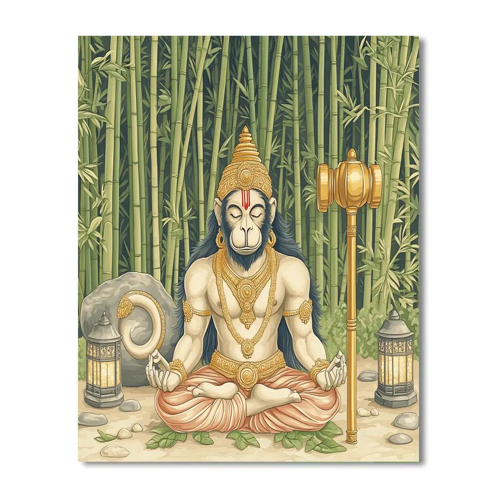 Hanuman Bamboo Forest Meditation Circle paint by color