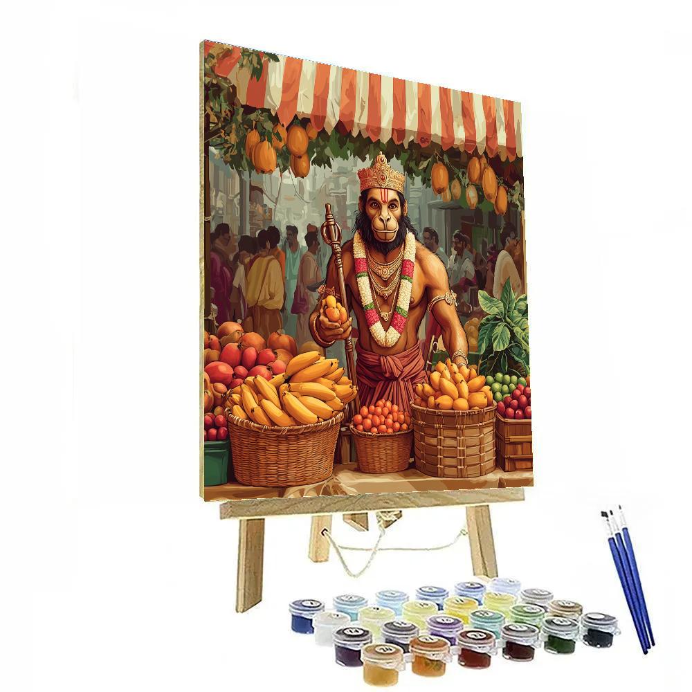 Hanuman Market Stall Of Sacred Fruits Paint by numbers art