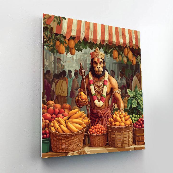 Hanuman Market Stall Of Sacred Fruits Paint by numbers art