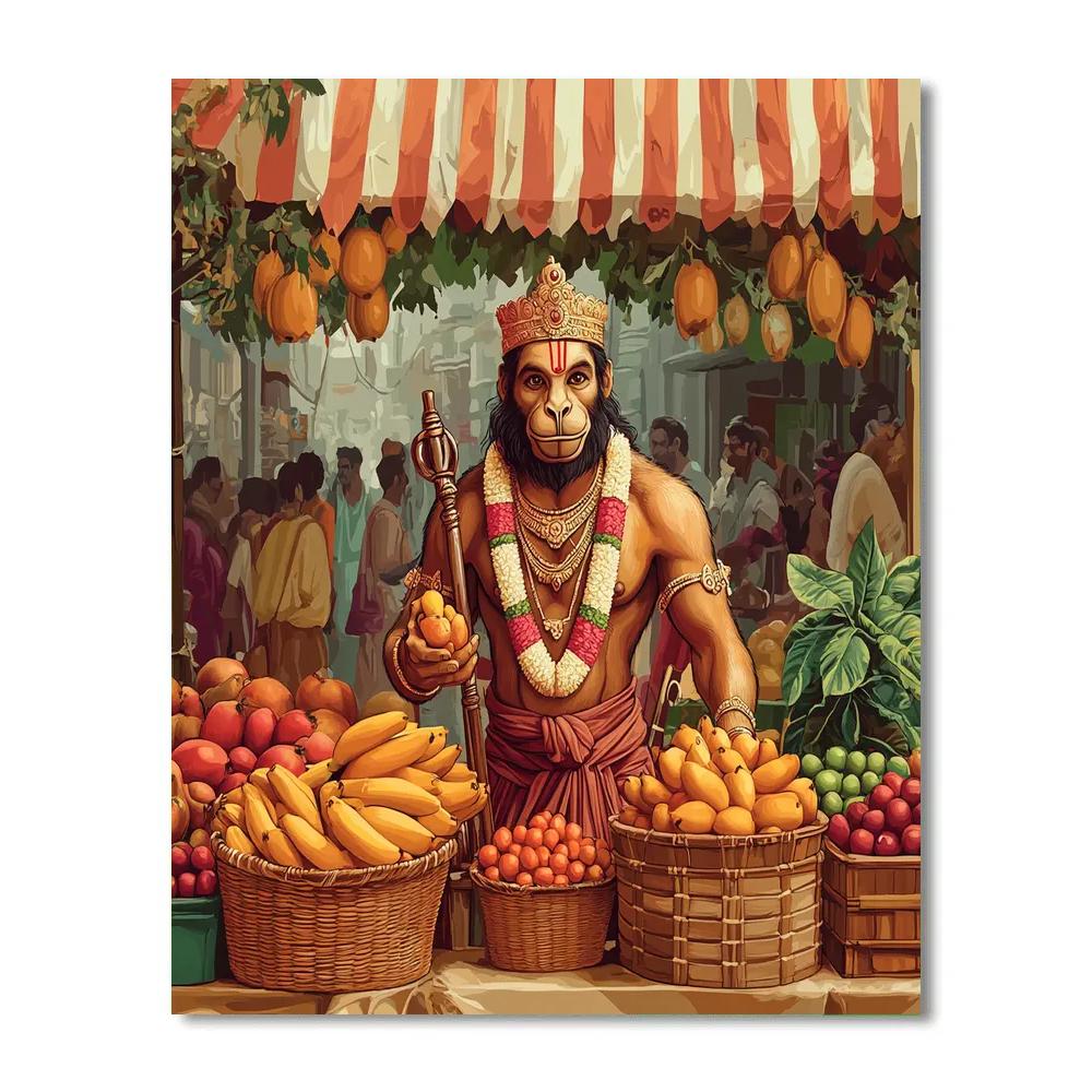 Hanuman Market Stall Of Sacred Fruits Paint by numbers art