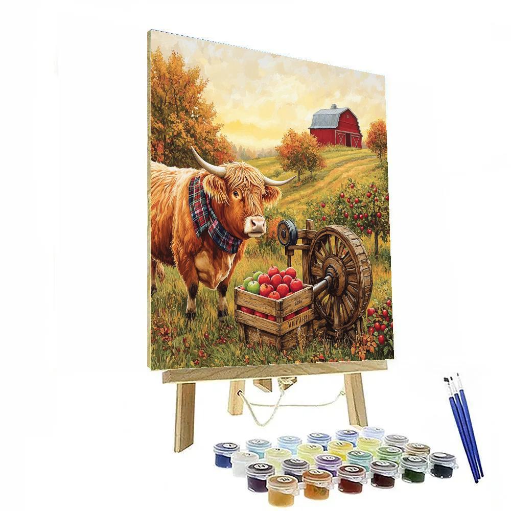 Highland Cow Orchard Cider Press Painting by numbers kit
