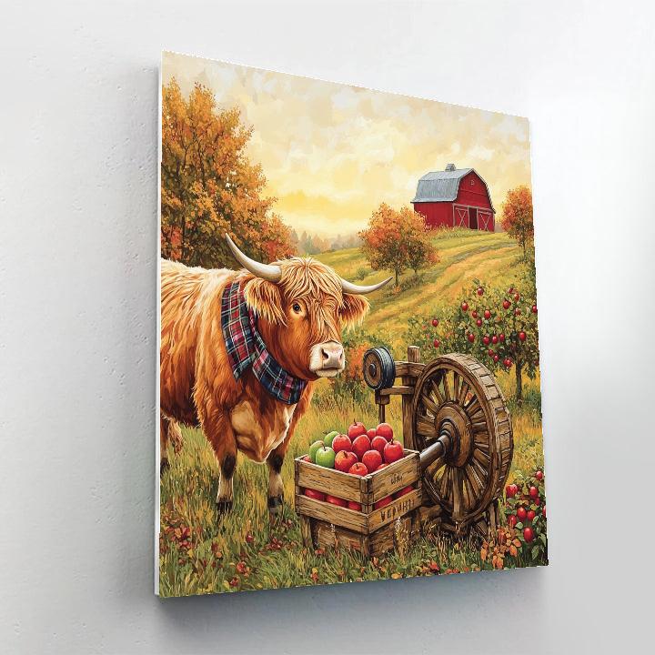 Highland Cow Orchard Cider Press Painting by numbers kit