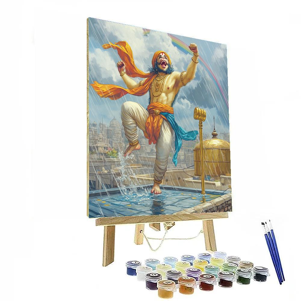 Rooftop Rain Dance, Hanuman Style Painting by numbers kit