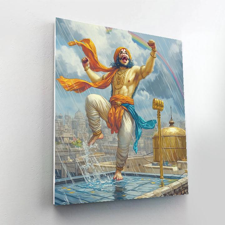 Rooftop Rain Dance, Hanuman Style Painting by numbers kit