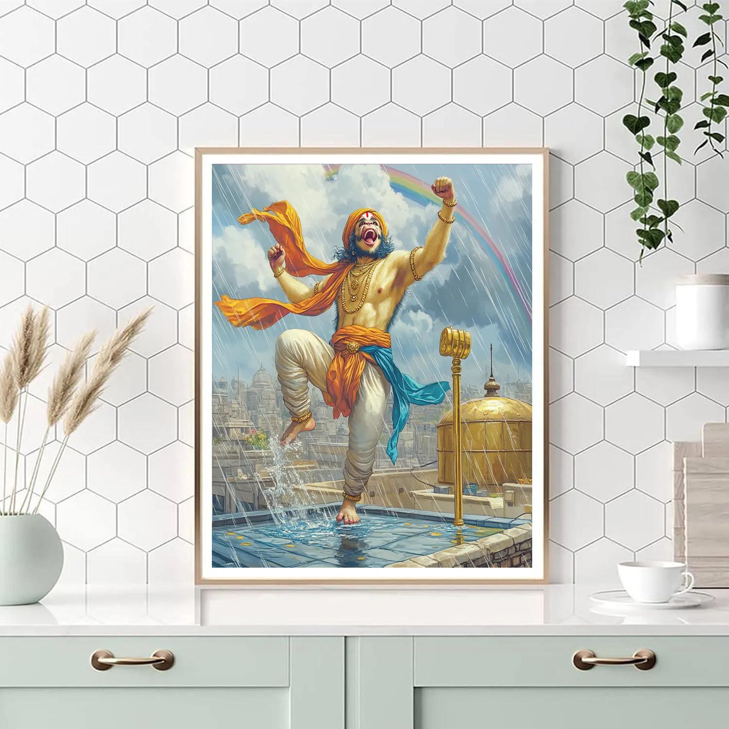 Rooftop Rain Dance, Hanuman Style Painting by numbers kit