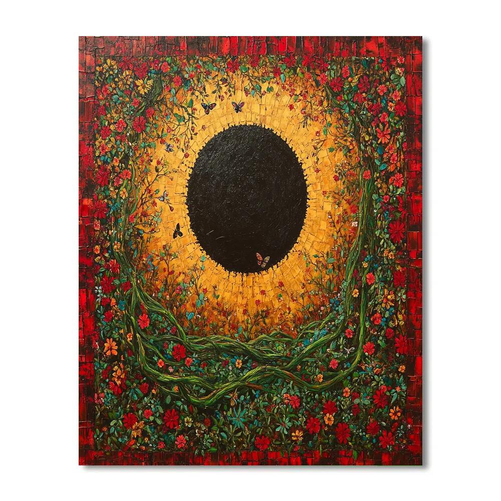Frida Kahlo Inspired Rooted Eclipse Garden Number painting