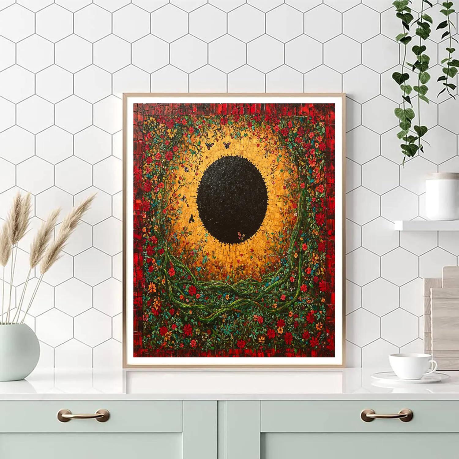 Frida Kahlo Inspired Rooted Eclipse Garden Number painting