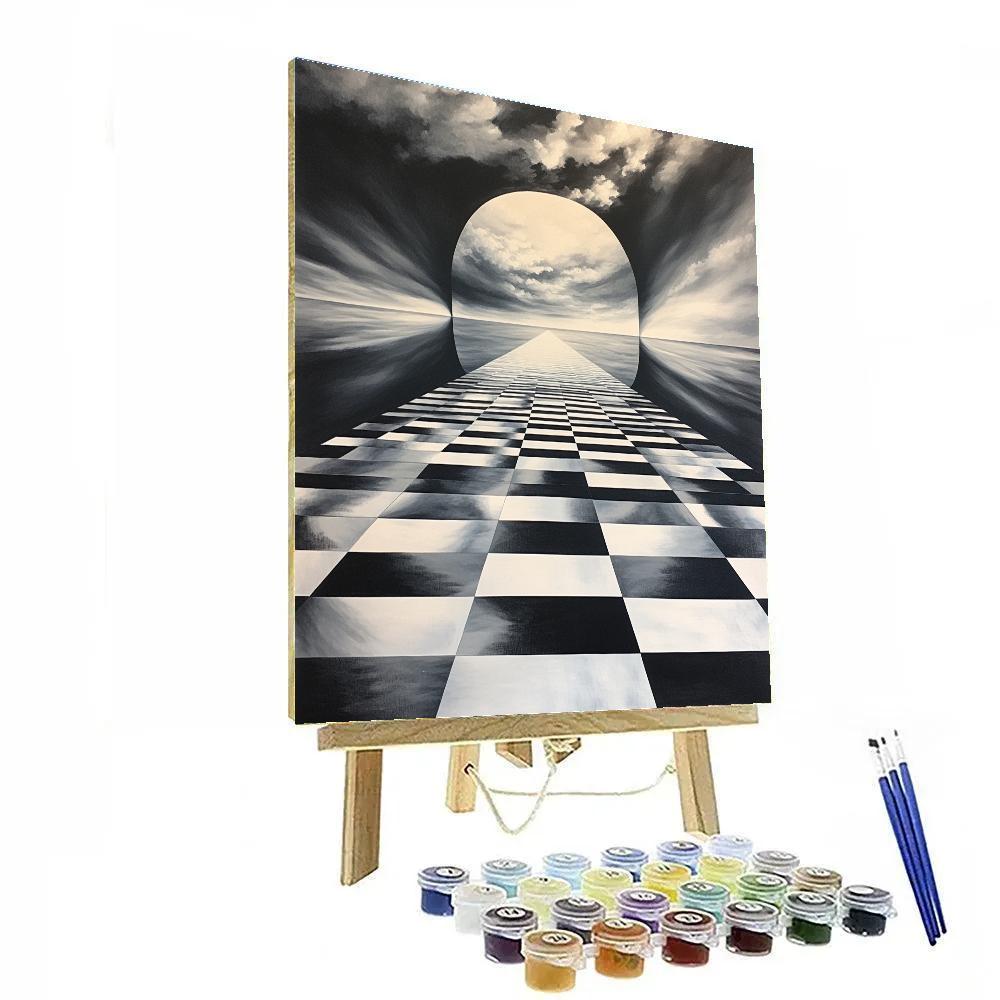 M.C. Escher Inspired Quantum Tessellation Horizon Paint by numbers art