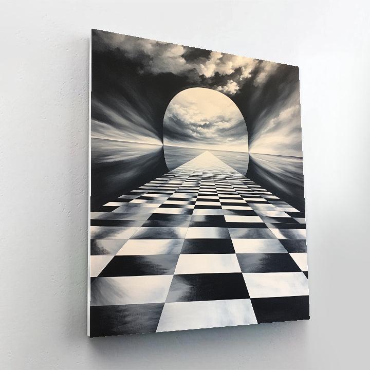 M.C. Escher Inspired Quantum Tessellation Horizon Paint by numbers art