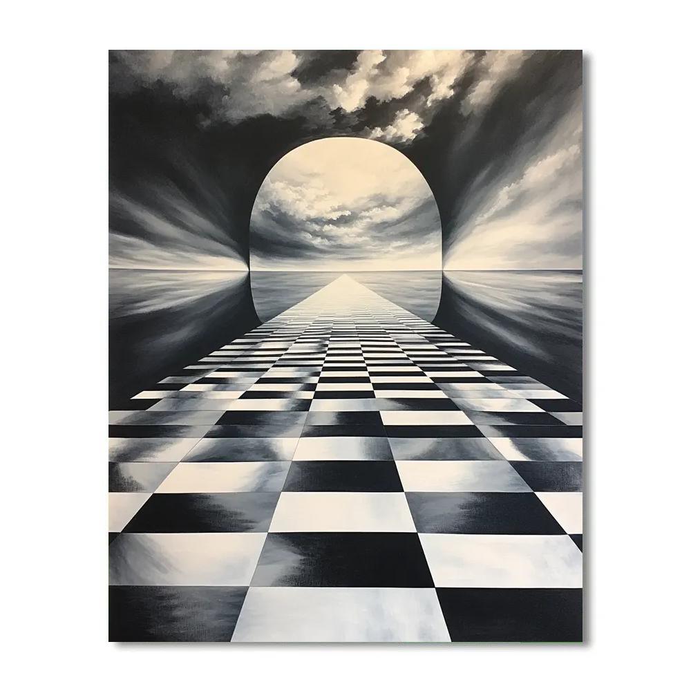 M.C. Escher Inspired Quantum Tessellation Horizon Paint by numbers art