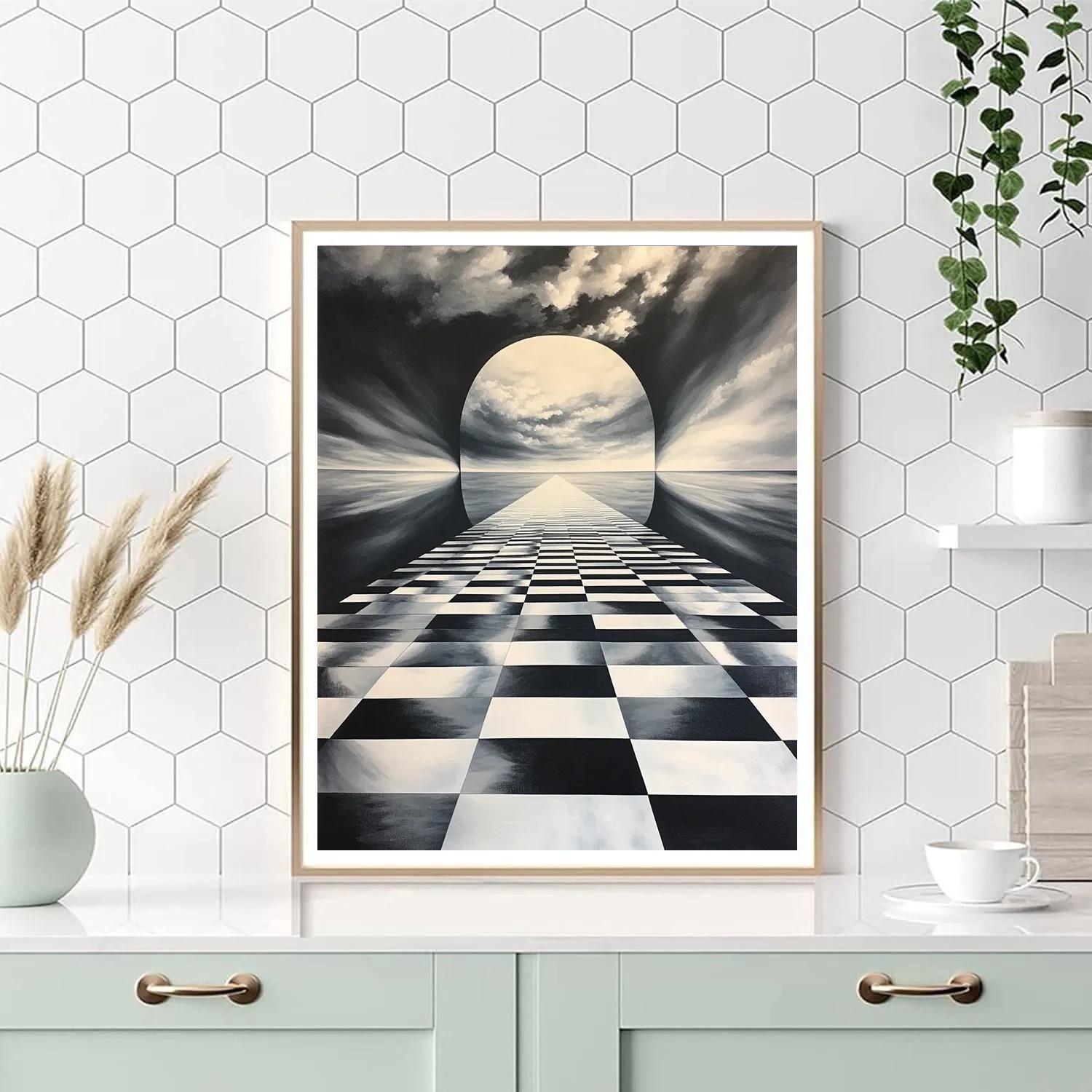 M.C. Escher Inspired Quantum Tessellation Horizon Paint by numbers art