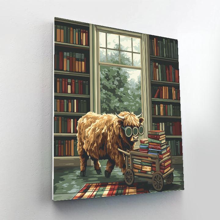 Highland Cow Library Cart Helper Numbered painting kits