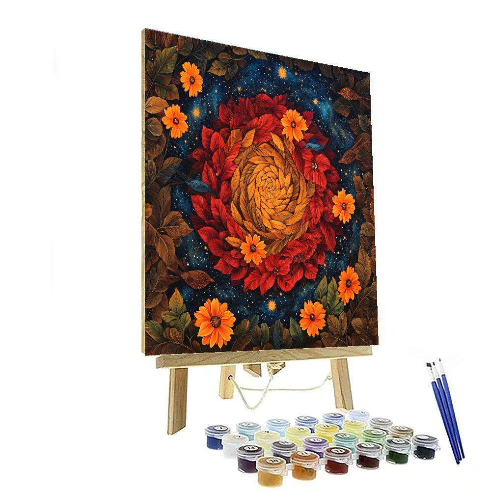 Frida Kahlo Inspired Milky Way Marigold Spiral paint by numbers