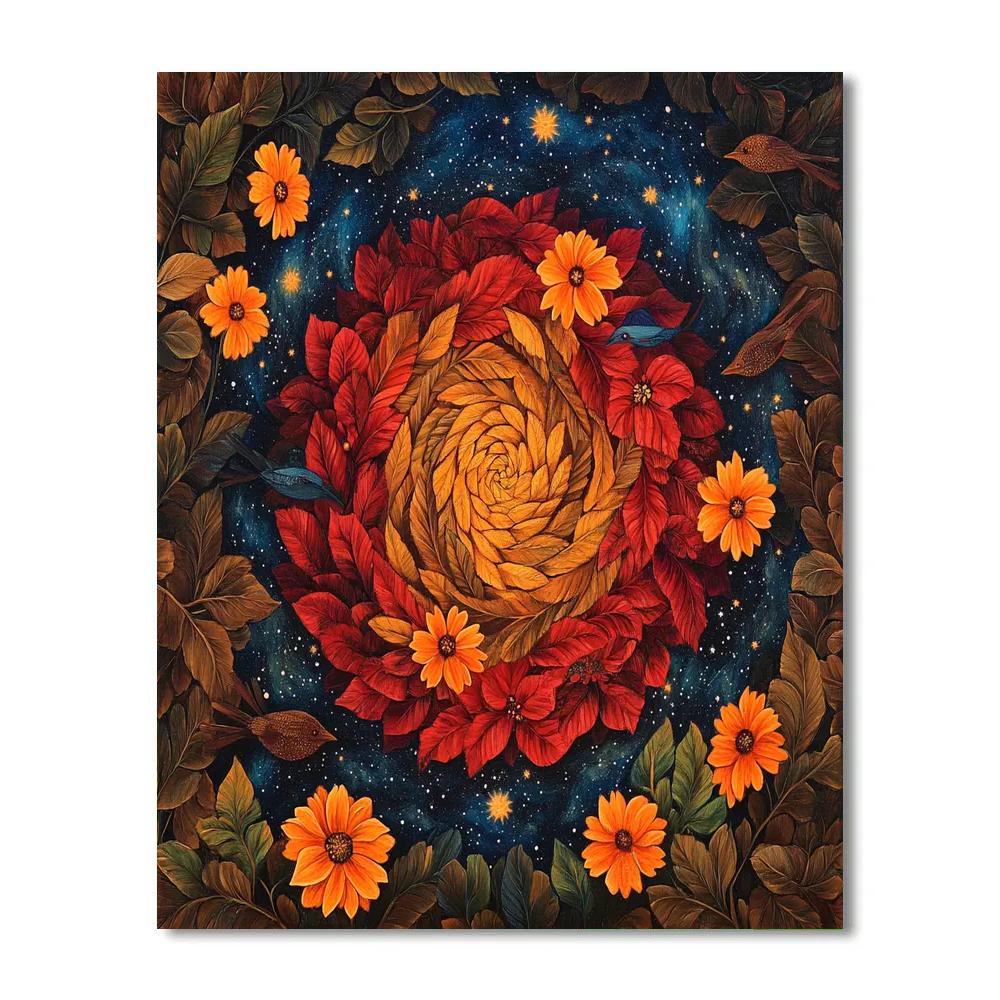 Frida Kahlo Inspired Milky Way Marigold Spiral paint by numbers
