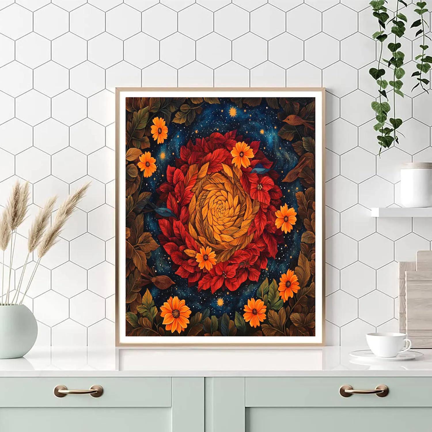 Frida Kahlo Inspired Milky Way Marigold Spiral paint by numbers