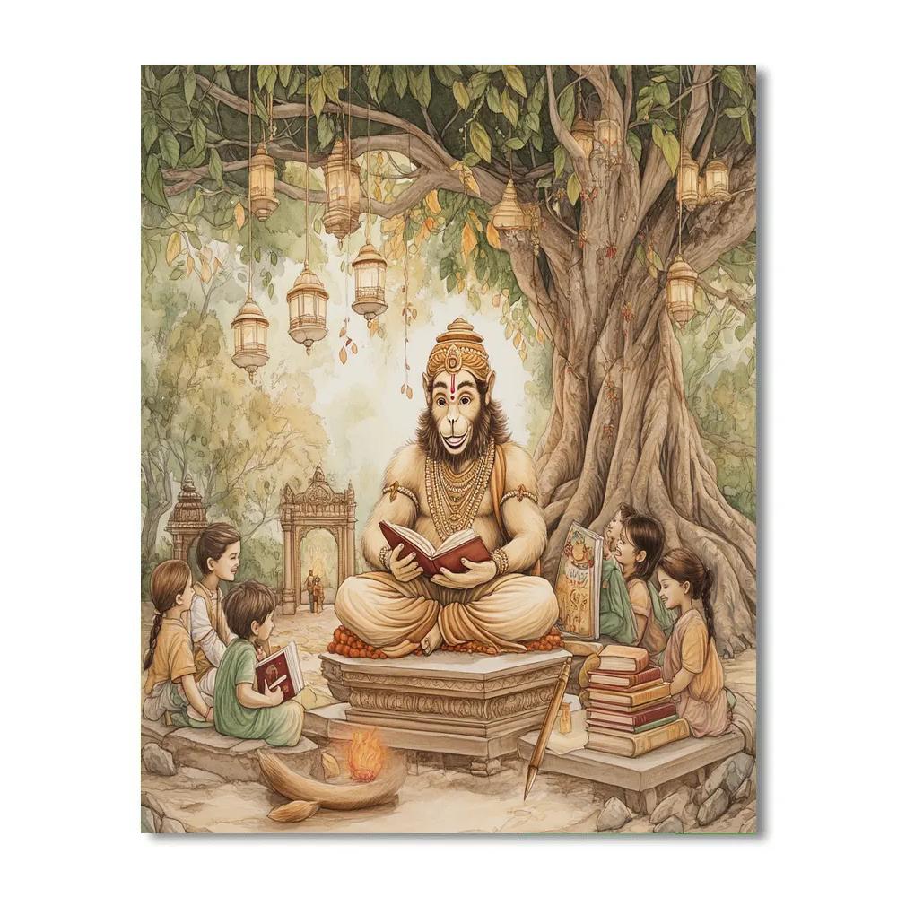 Hanuman Library Storytime Under The Banyan paint by color