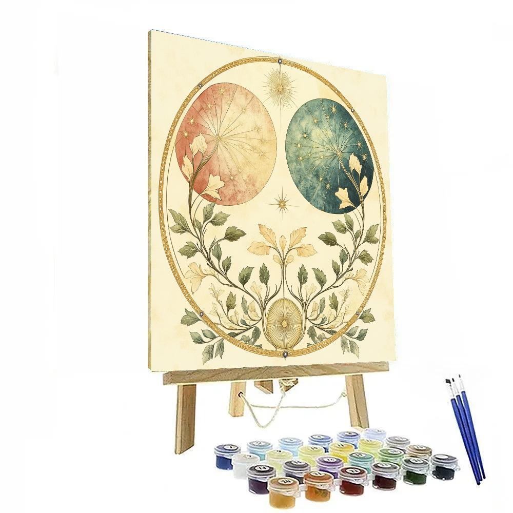 Alphonse Mucha Inspired Celestial Botanic Orrery Painting by numbers kit