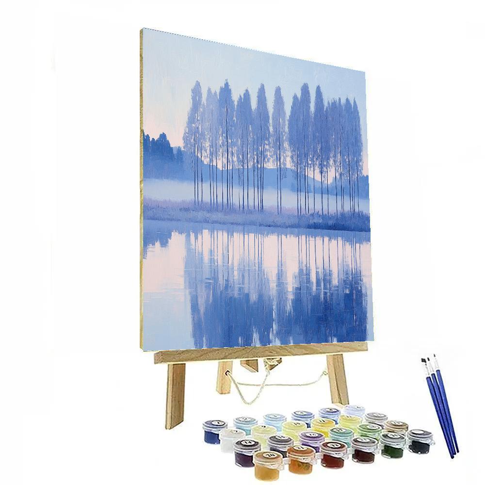 Claude Monet Inspired Frosted Poplars At Blue Hour Paint by numbers kits