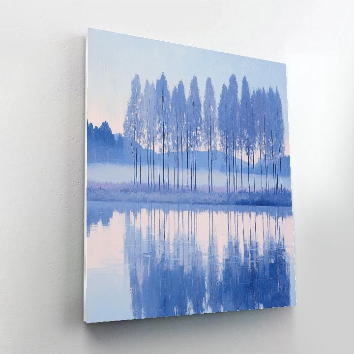 Claude Monet Inspired Frosted Poplars At Blue Hour Paint by numbers kits