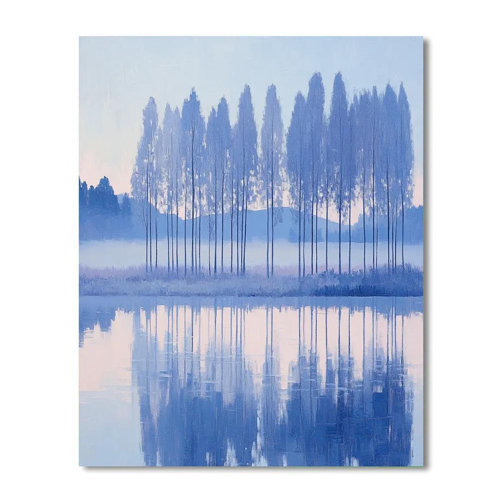 Claude Monet Inspired Frosted Poplars At Blue Hour Paint by numbers kits