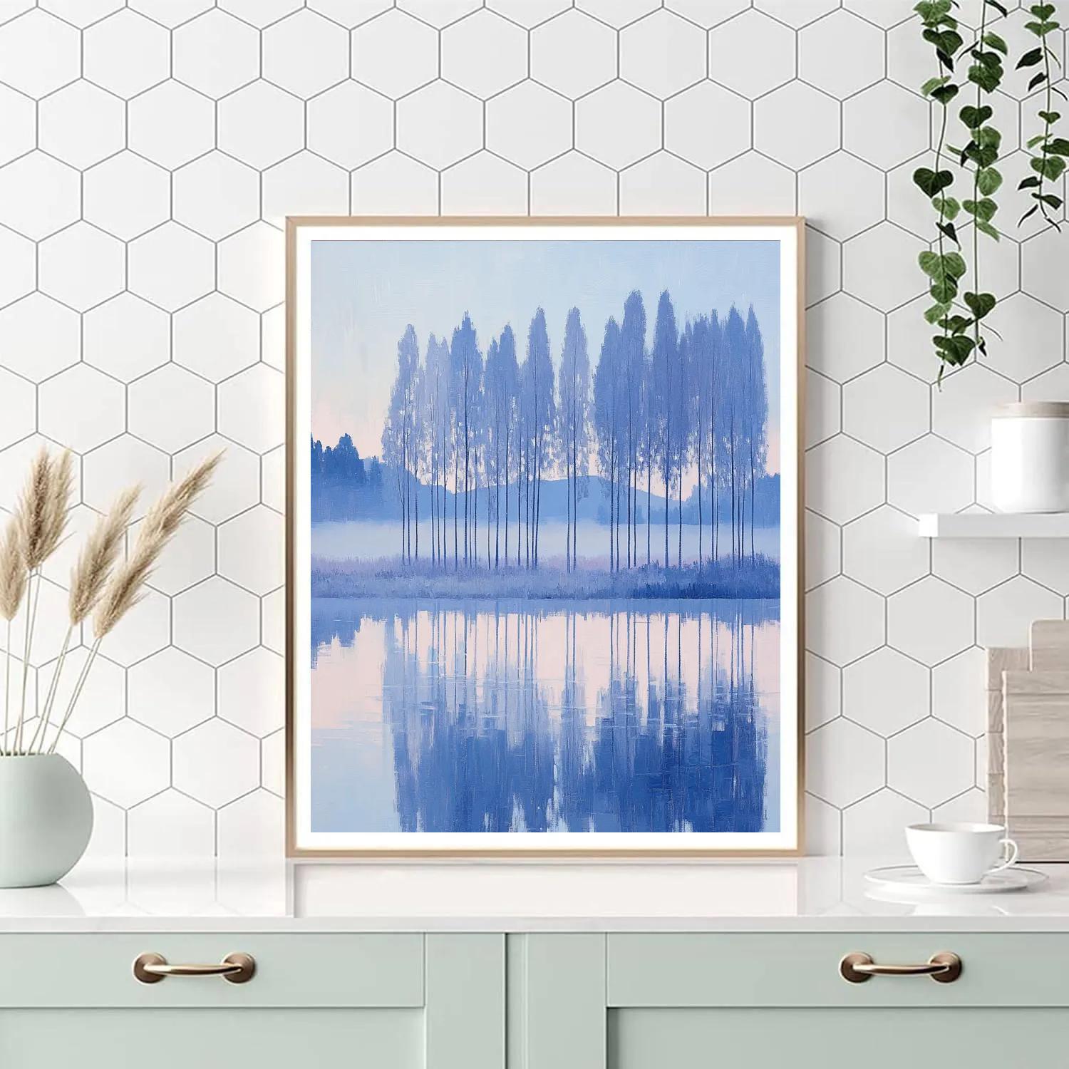 Claude Monet Inspired Frosted Poplars At Blue Hour Paint by numbers kits