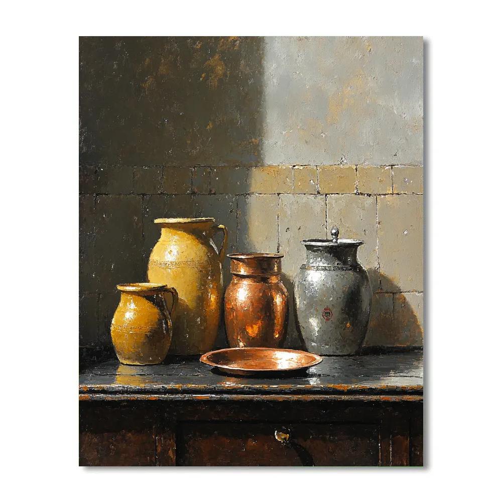 Diego Velázquez Inspired Silvery Bodegon Of Earthenware And Copper In Diffused Light Number painting