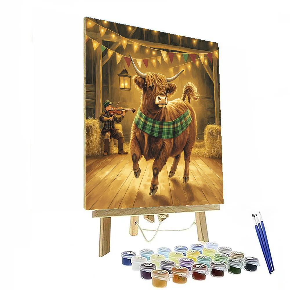 Highland Cow Candlelight Ceilidh Practice Numbered painting kits