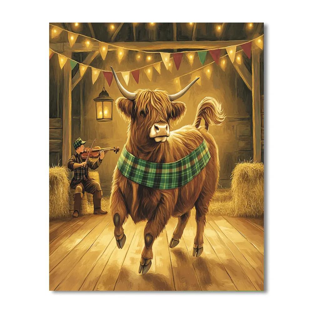 Highland Cow Candlelight Ceilidh Practice Numbered painting kits
