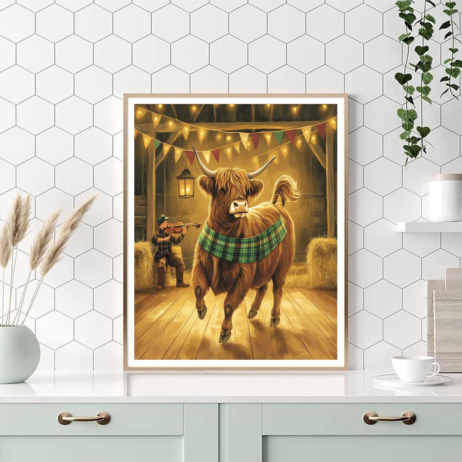 Highland Cow Candlelight Ceilidh Practice Numbered painting kits