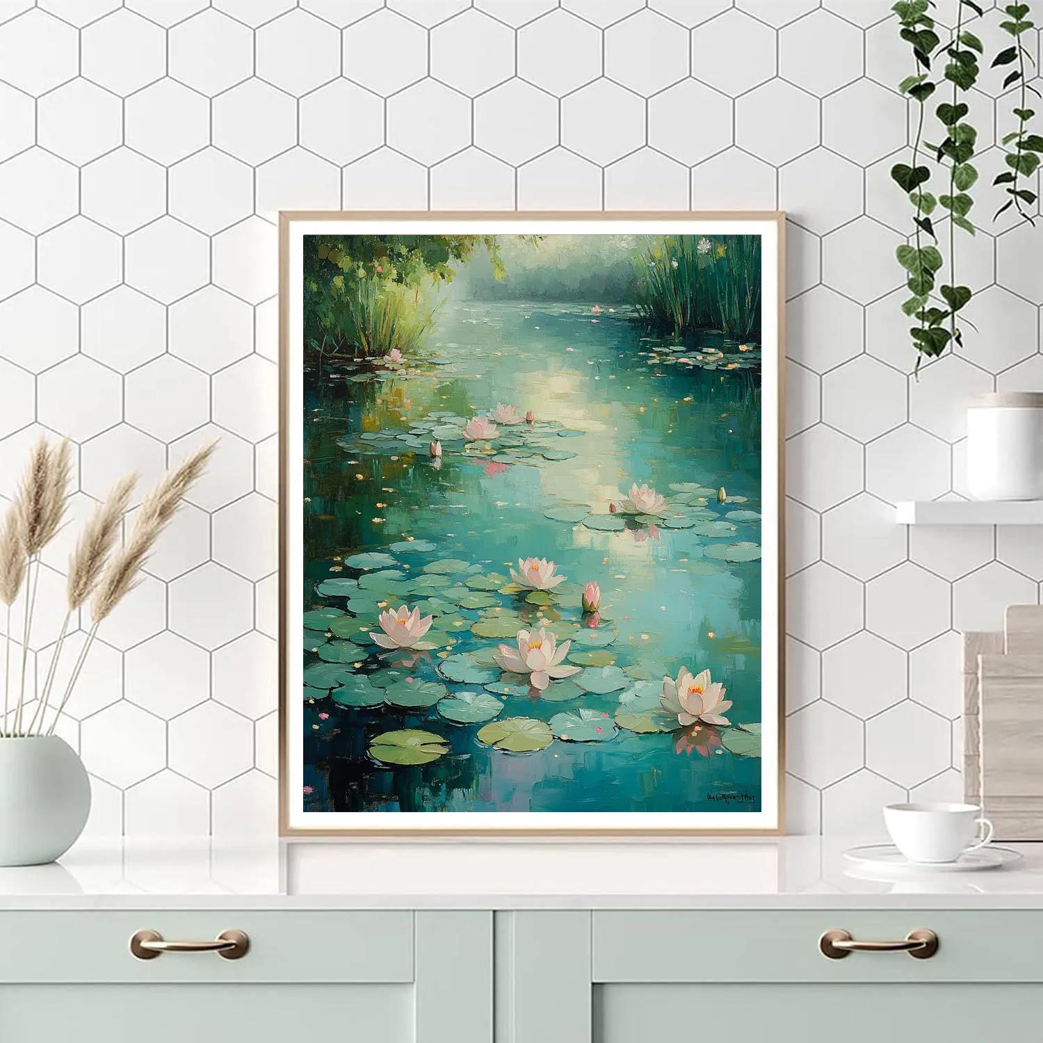 Claude Monet Inspired Water Garden After Summer Rain Numbered painting kits