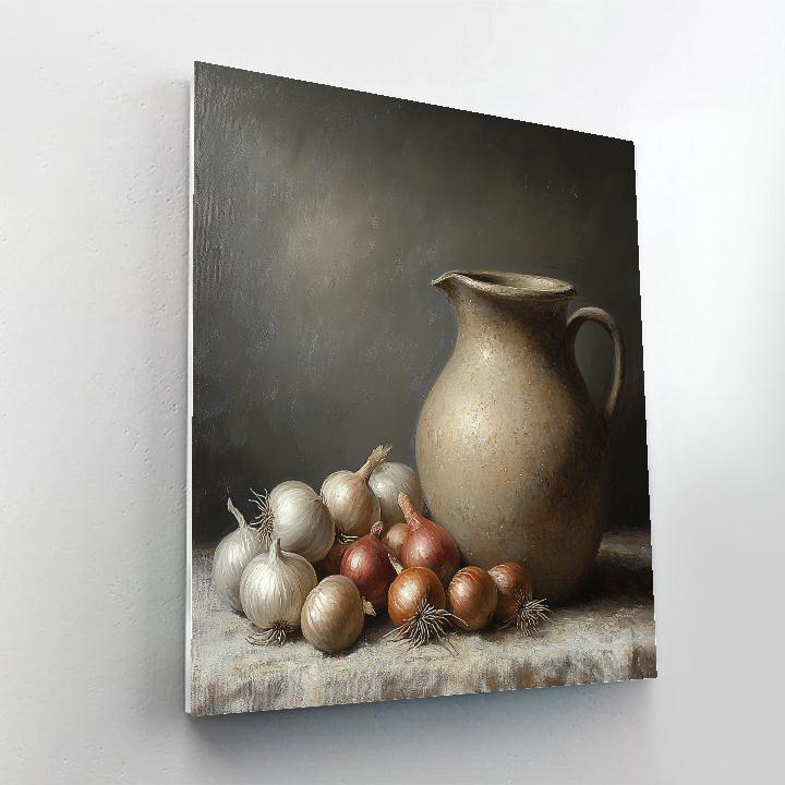 Diego Velázquez Inspired Market Still Life Of Root Vegetables And Stoneware Shadows Number painting