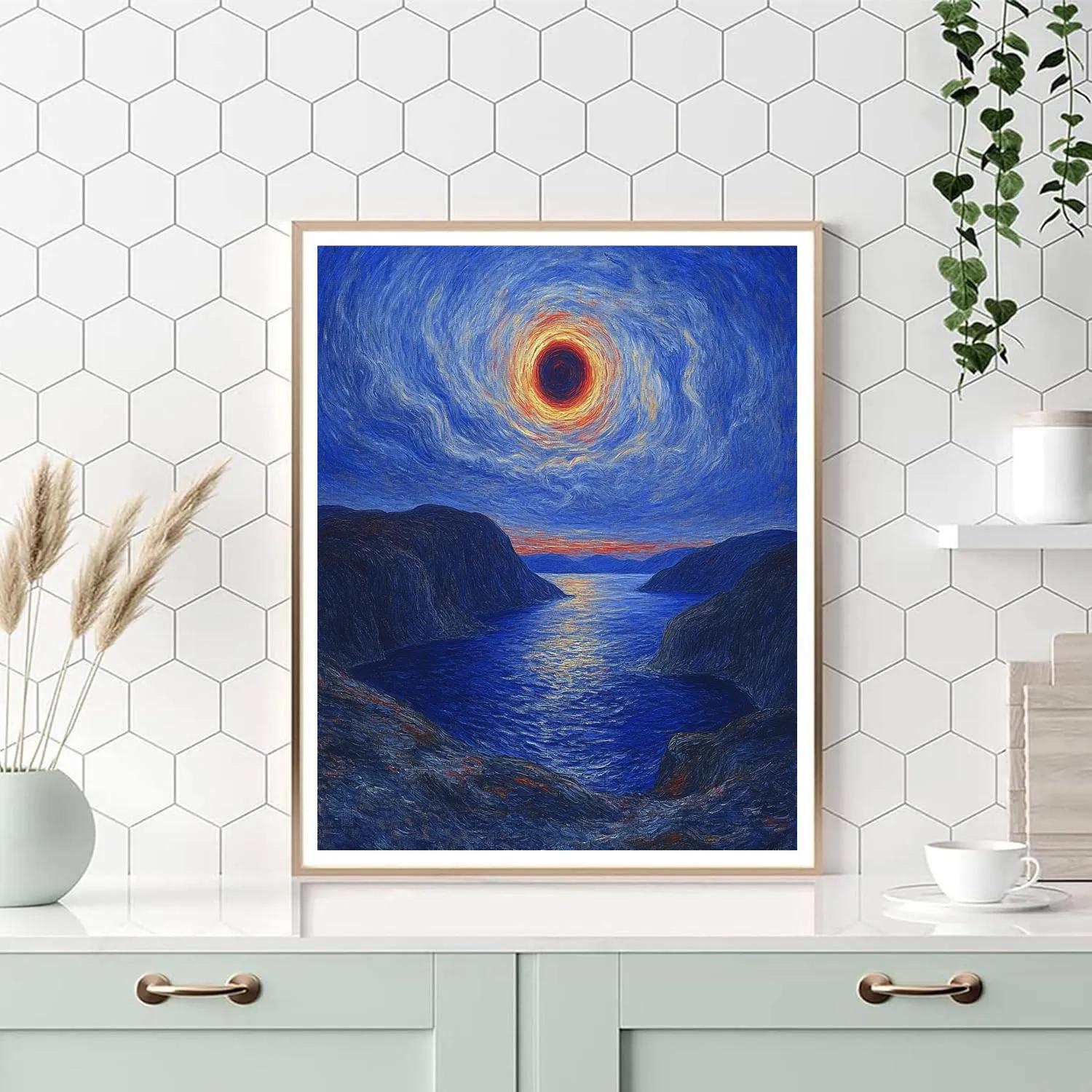 Edvard Munch Inspired Eclipse Over The Trembling Fjord Paint by numbers art