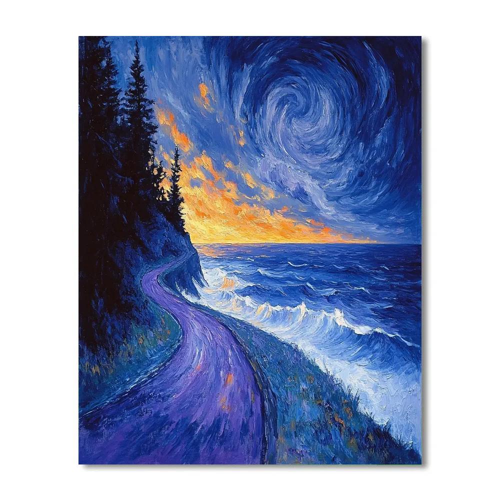 Emily Carr Inspired Stormlit Pacific Breakers paint by numbers