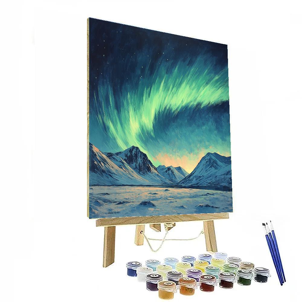 Edgar Degas Inspired Aurora Over Silent Mountains Number painting