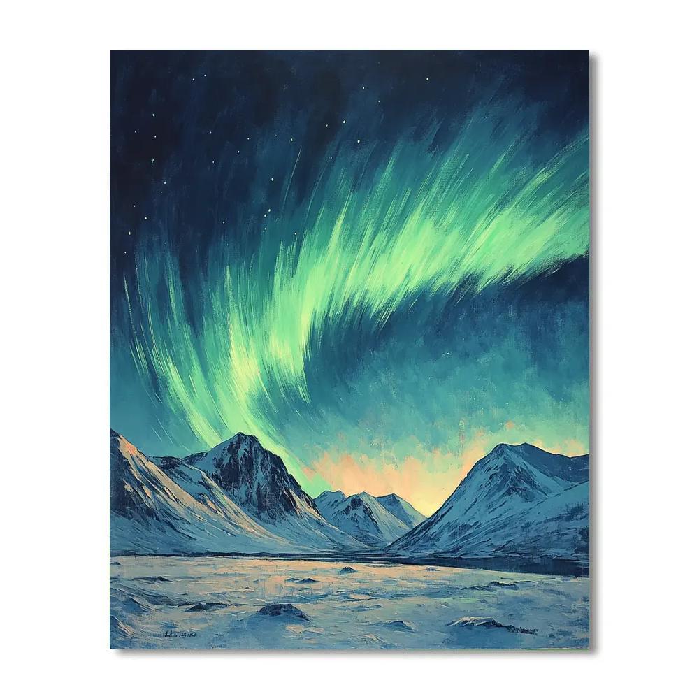 Edgar Degas Inspired Aurora Over Silent Mountains Number painting