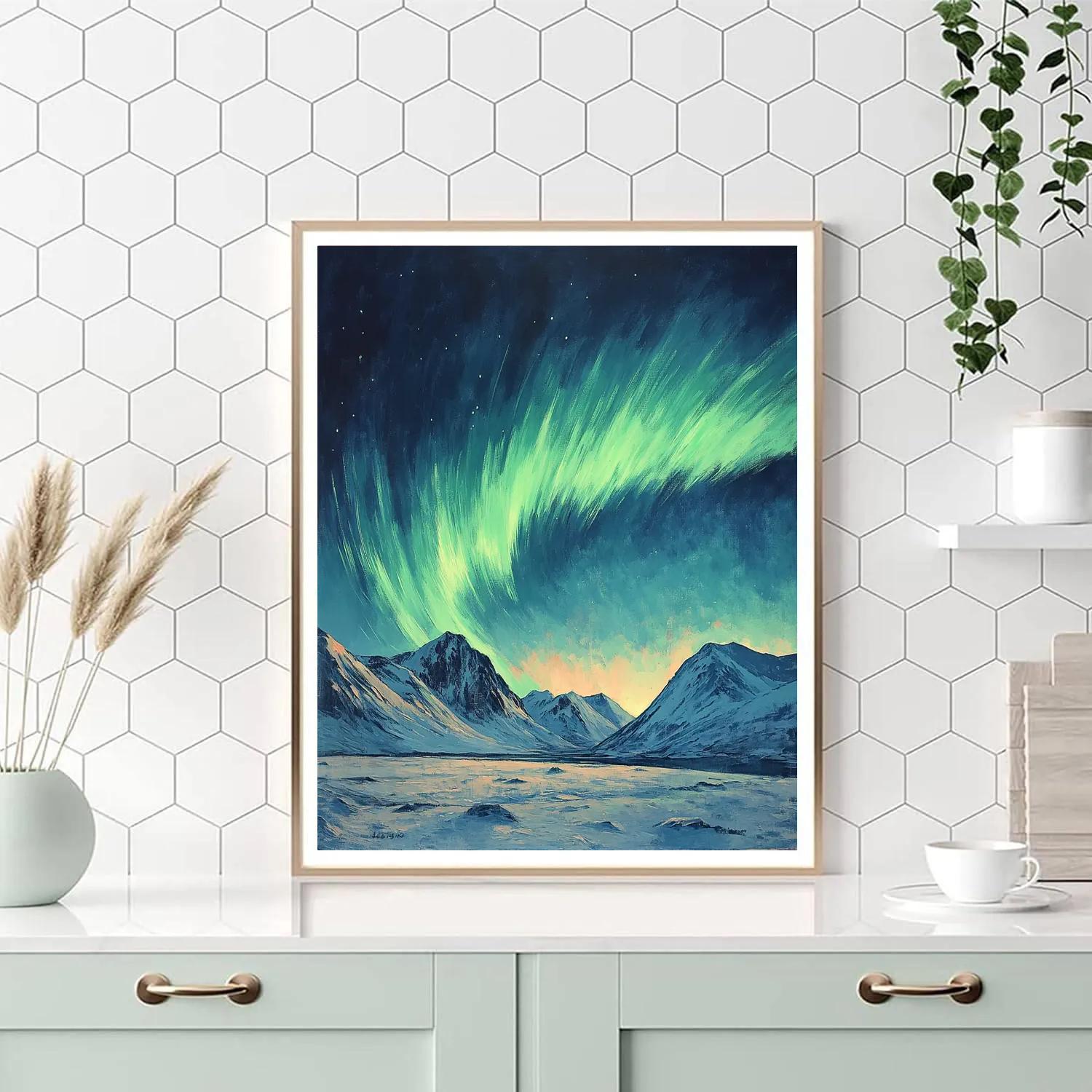 Edgar Degas Inspired Aurora Over Silent Mountains Number painting