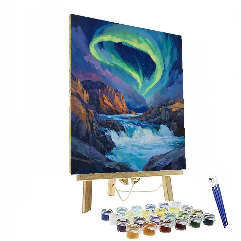 A.Y. Jackson Inspired Aurora Over Shield Rapids Numbered painting kits