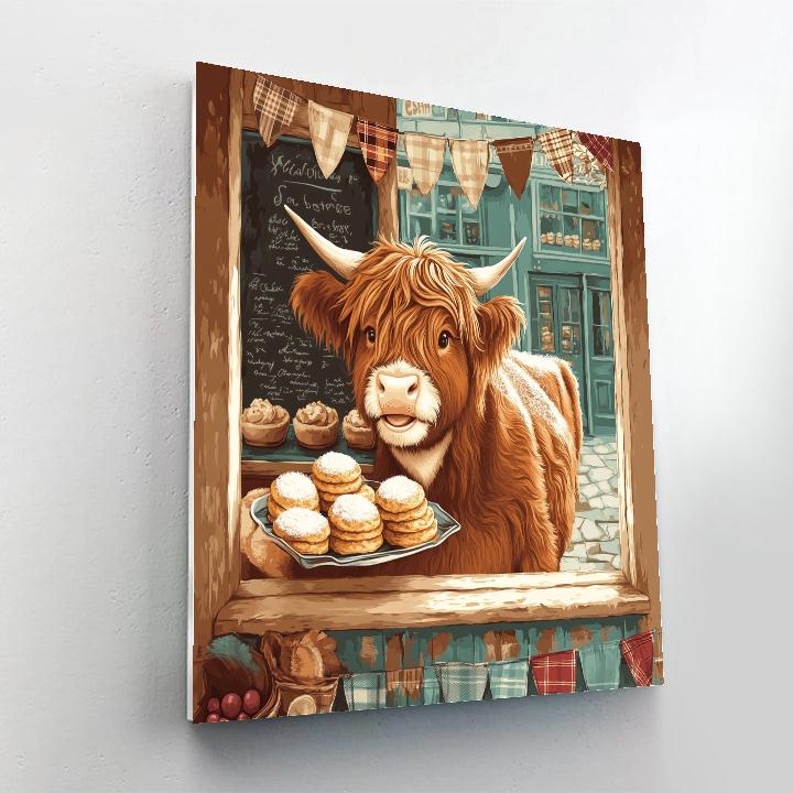 Highland Cow Bakery Window Display paint by number