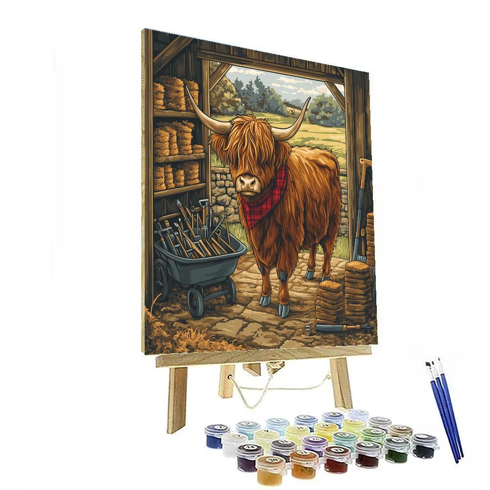 Highland Cow Crofter Tool Shed Organizer Numbered painting kits