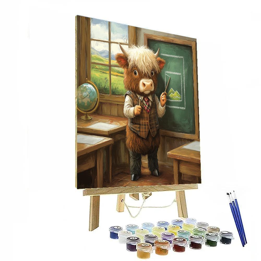 Highland Cow Classroom Chalkboard Artist Painting by numbers kit