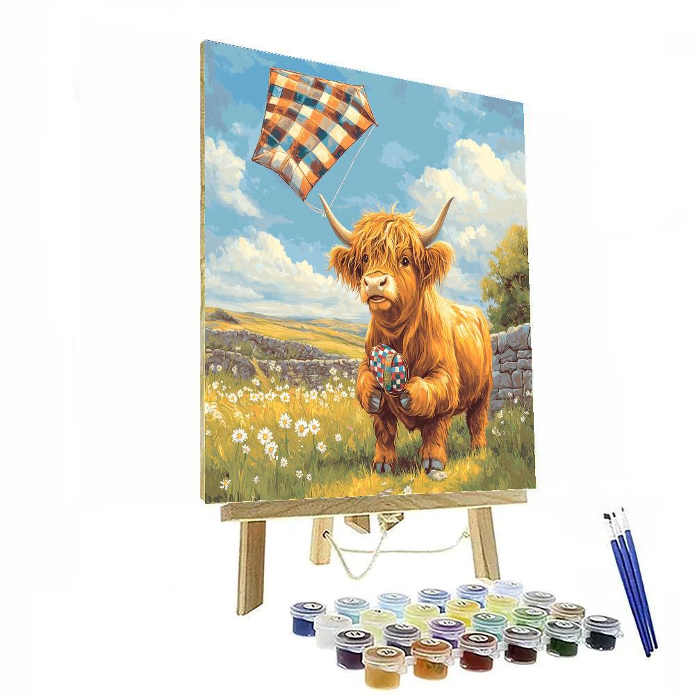 Highland Cow Meadow Kite Steward Numbered painting kits